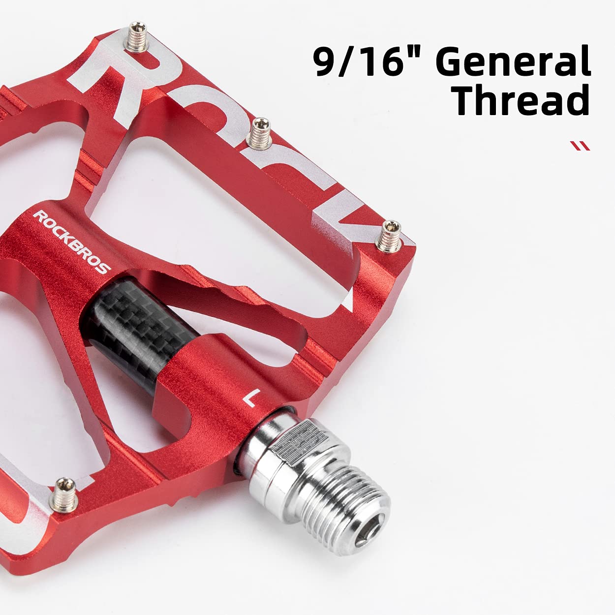ROCKBROS Mountain Bike Pedals MTB BMX  Pedals CNC Non-Slip Lightweight Aluminum Alloy Bicycle Pedals 9/16" - ROCKBROS