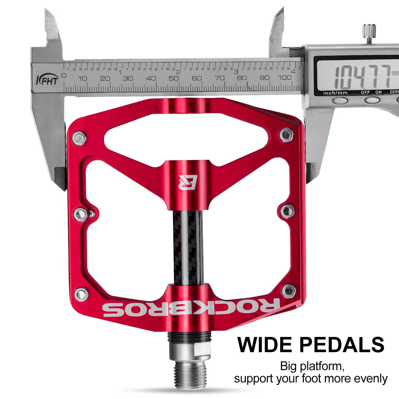 ROCKBROS Mountain MTB Bike Flat 9/16 Lightweight Carbon Fiber Sealed Bearing Pedals - ROCKBROS