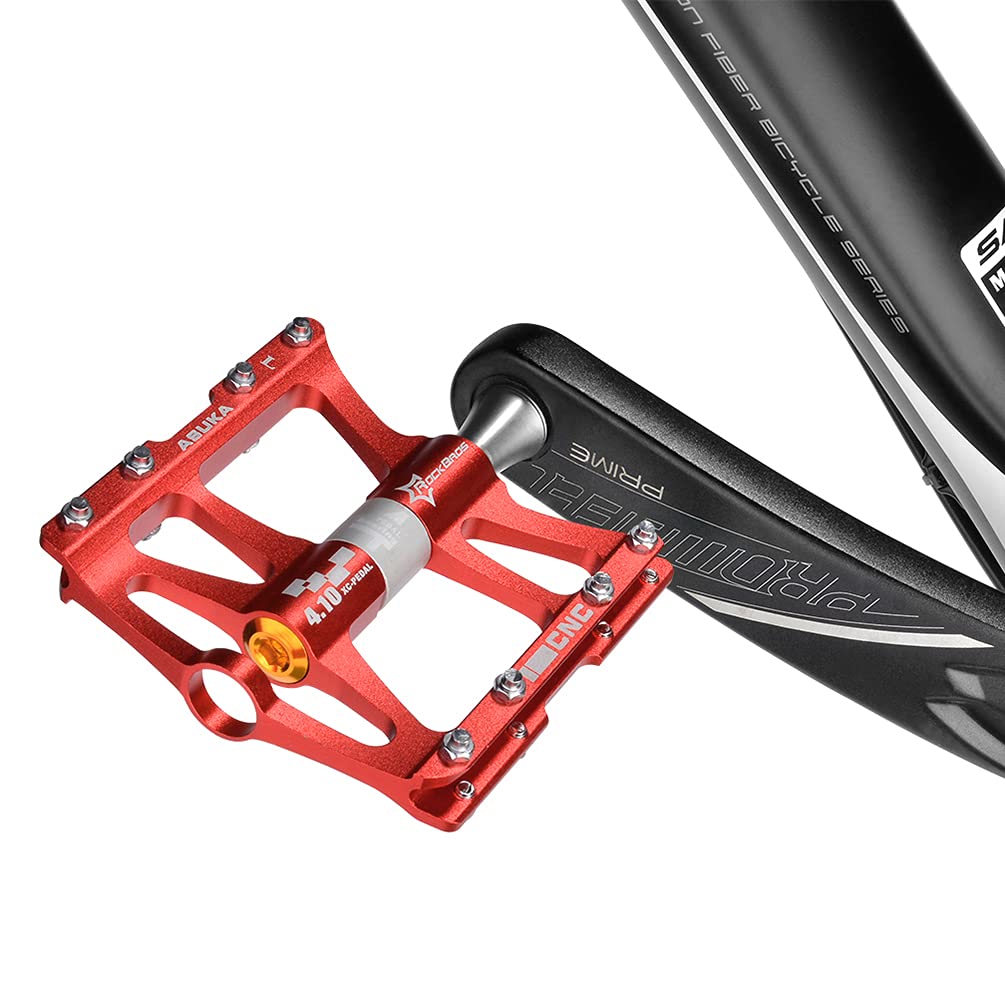 ROCKBROS 4 Bearings Mountain MTB Bike Pedals Platform Flat Aluminum Alloy 9/16" - ROCKBROS