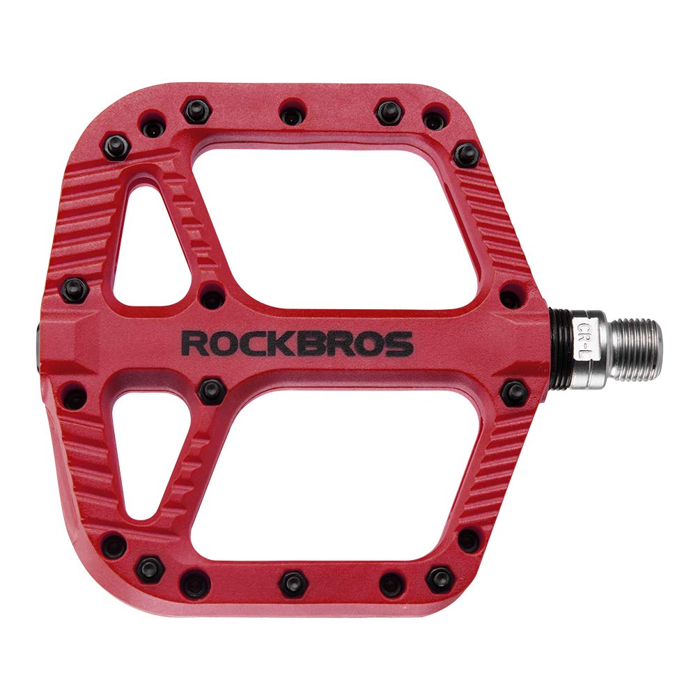 ROCKBROS Mountain Bike Pedals Nylon Composite Bearing 9/16" MTB Bicycle Pedals with Wide Flat Platform - ROCKBROS