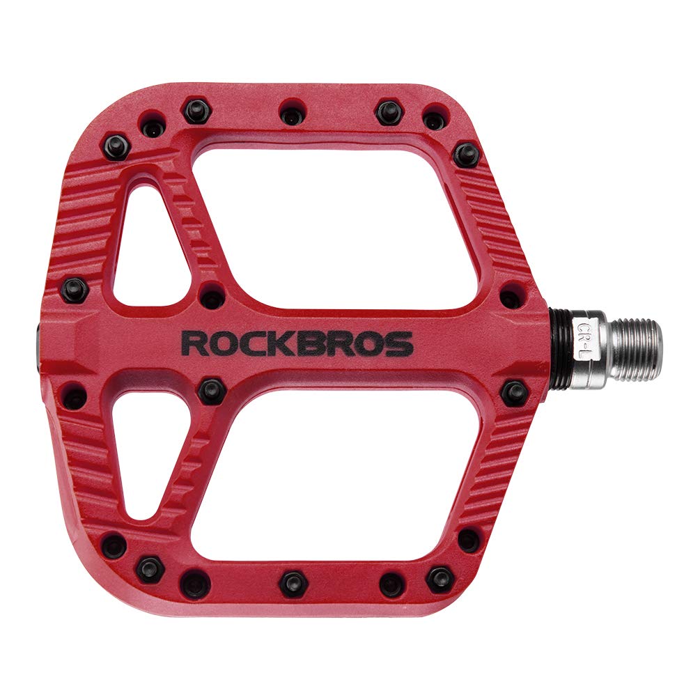 ROCKBROS Mountain Bike Pedals Nylon Composite Bearing 9/16" MTB Bicycle Pedals with Wide Flat Platform