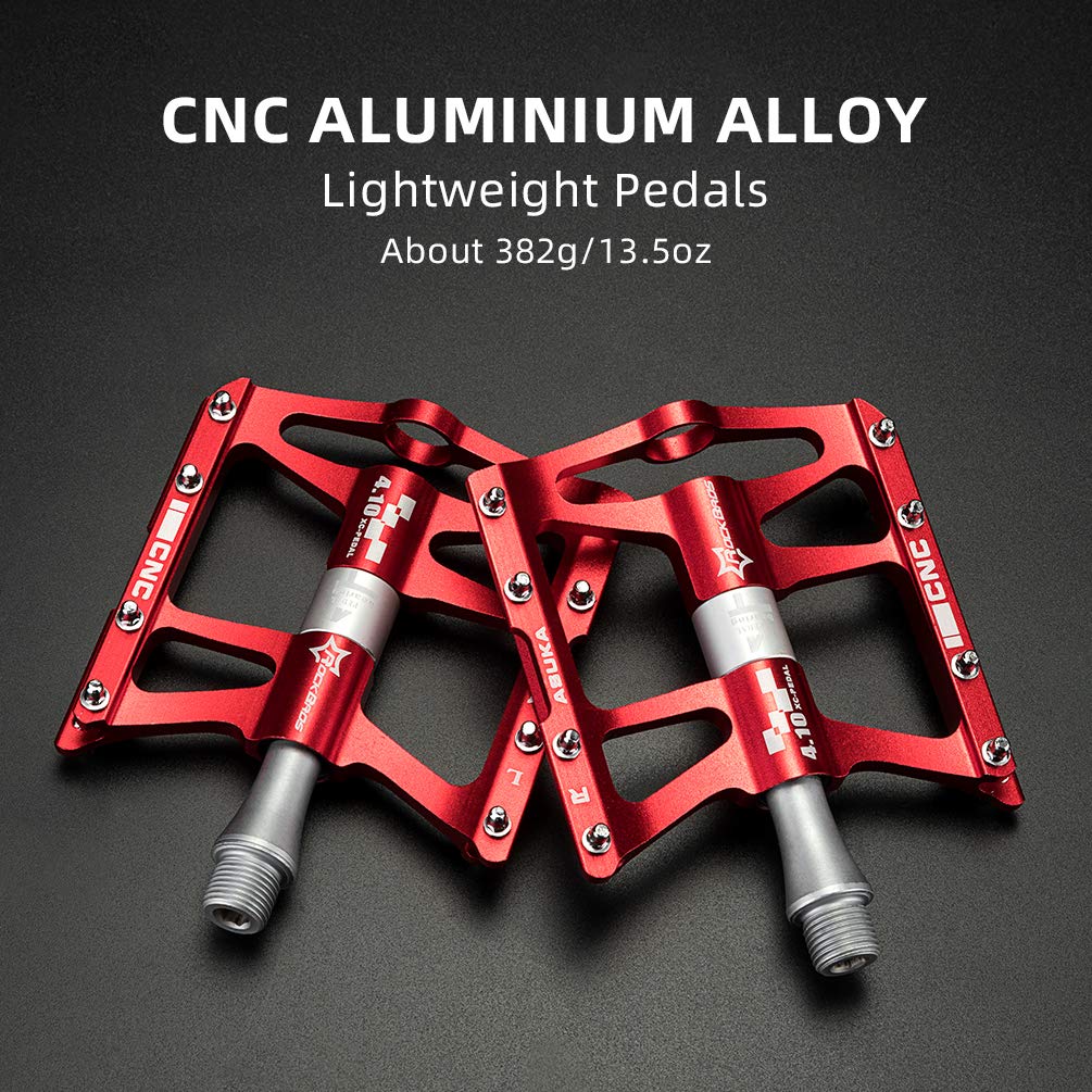 ROCKBROS 4 Bearings Mountain MTB Bike Pedals Platform Flat Aluminum Alloy 9/16" - ROCKBROS
