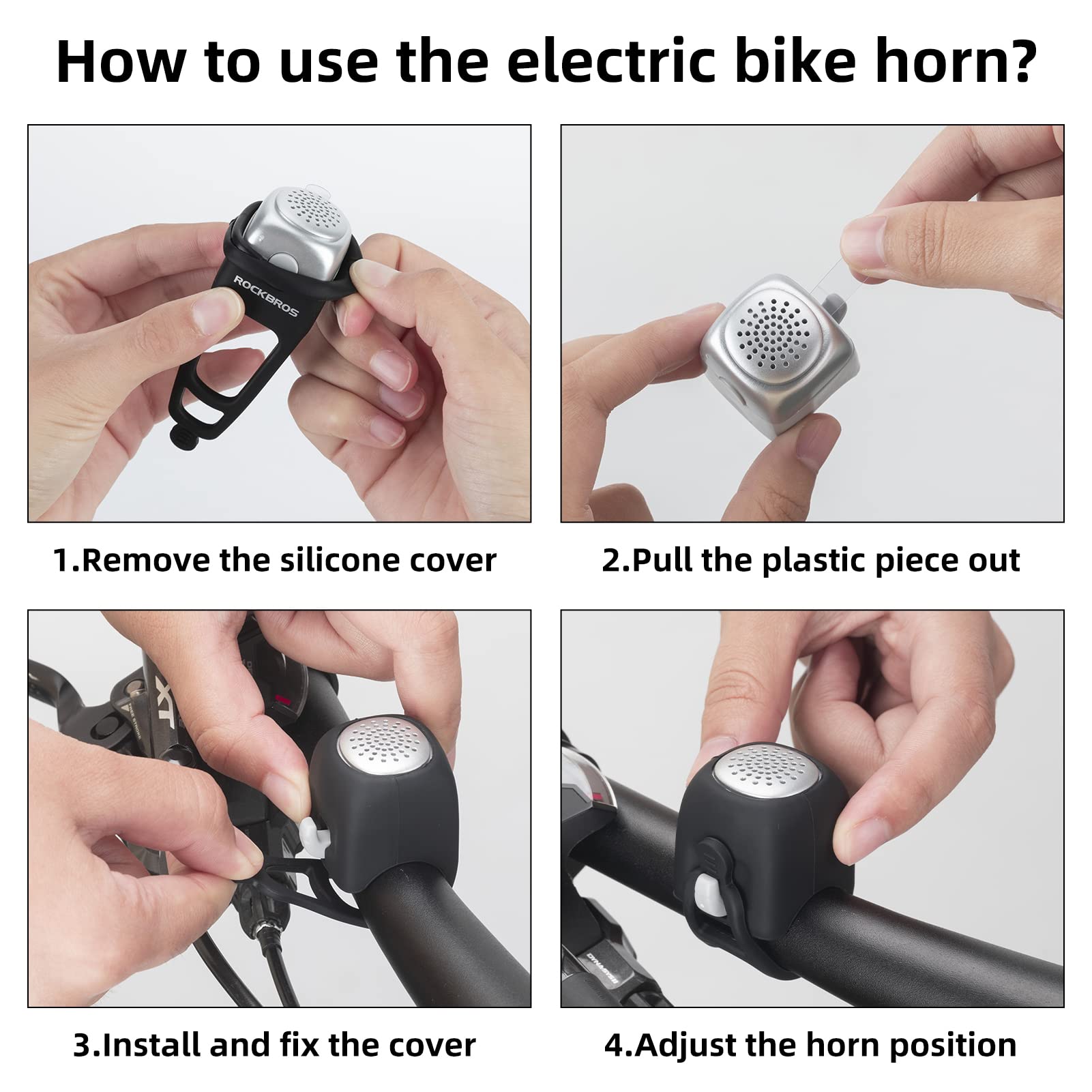 ROCKBROS Electric Bicycle Bells Loud Horn Ring Rainproof 3 Modes 90DB - ROCKBROS