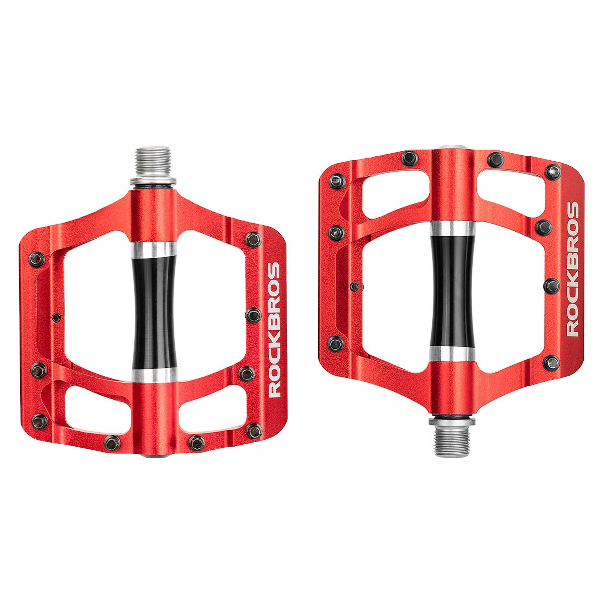 ROCKBROS MTB Pedals Platform Bike Pedal Aluminum 9/16" Bicycle Pedal Non-Slip Lightweight Flat Pedals for BMX Road Mountain Bikes - ROCKBROS