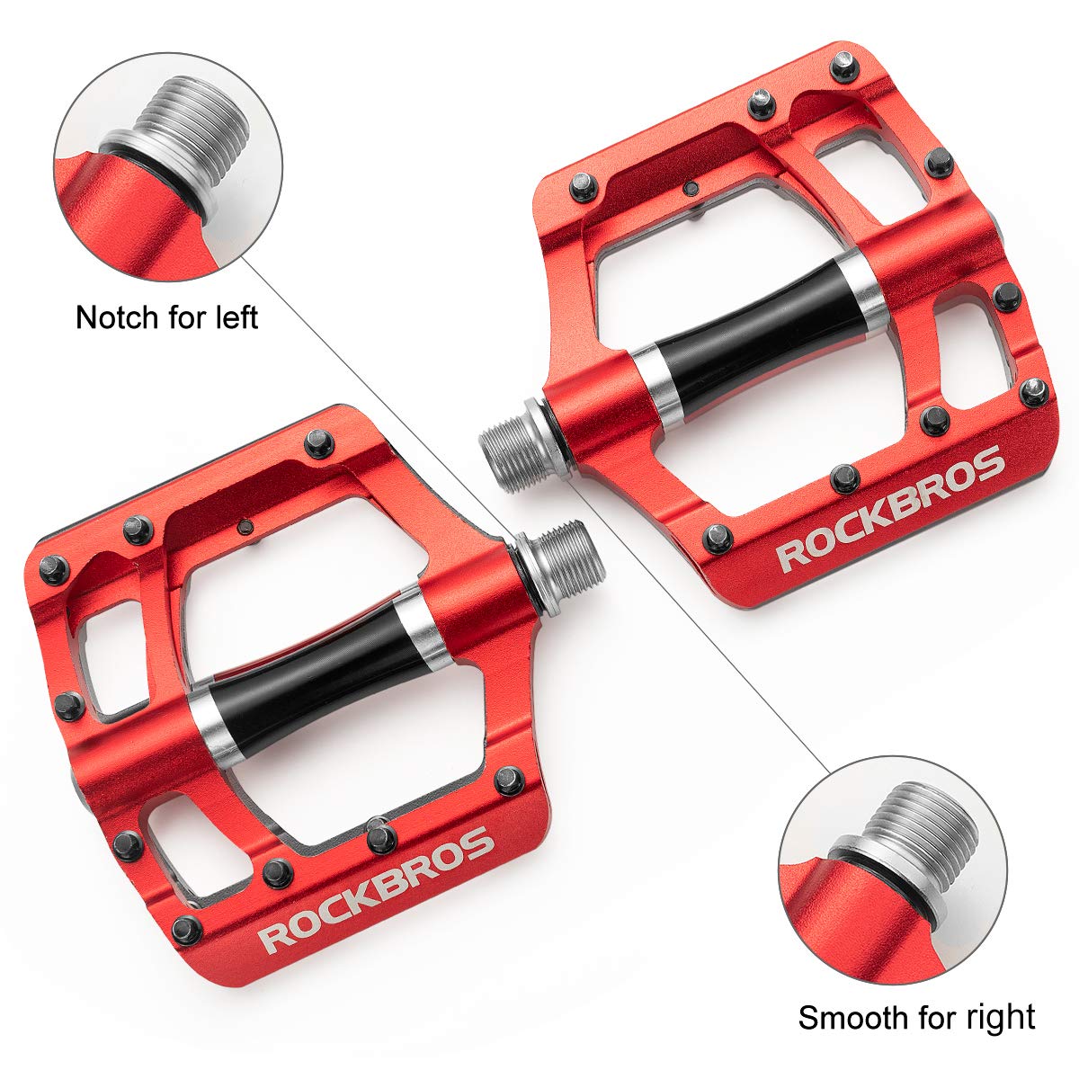 ROCKBROS MTB Pedals Platform Bike Pedal Aluminum 9/16" Bicycle Pedal Non-Slip Lightweight Flat Pedals for BMX Road Mountain Bikes - ROCKBROS