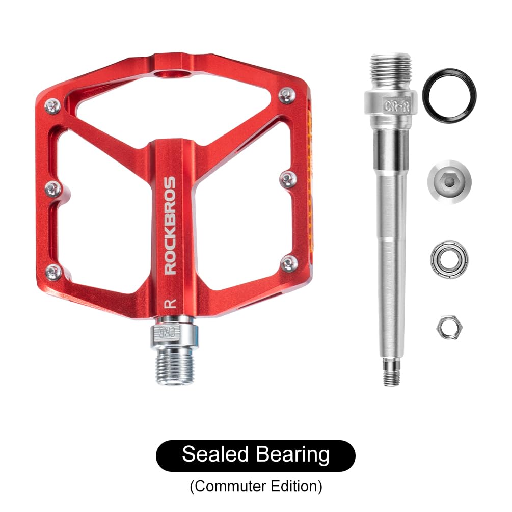 ROCKBROS MTB Reflective Aluminum Pedals 9/16" Sealed Bearing Lightweight - ROCKBROS