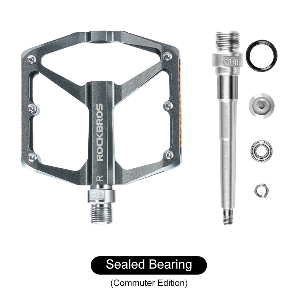 ROCKBROS MTB Reflective Aluminum Pedals 9/16" Sealed Bearing Lightweight - ROCKBROS
