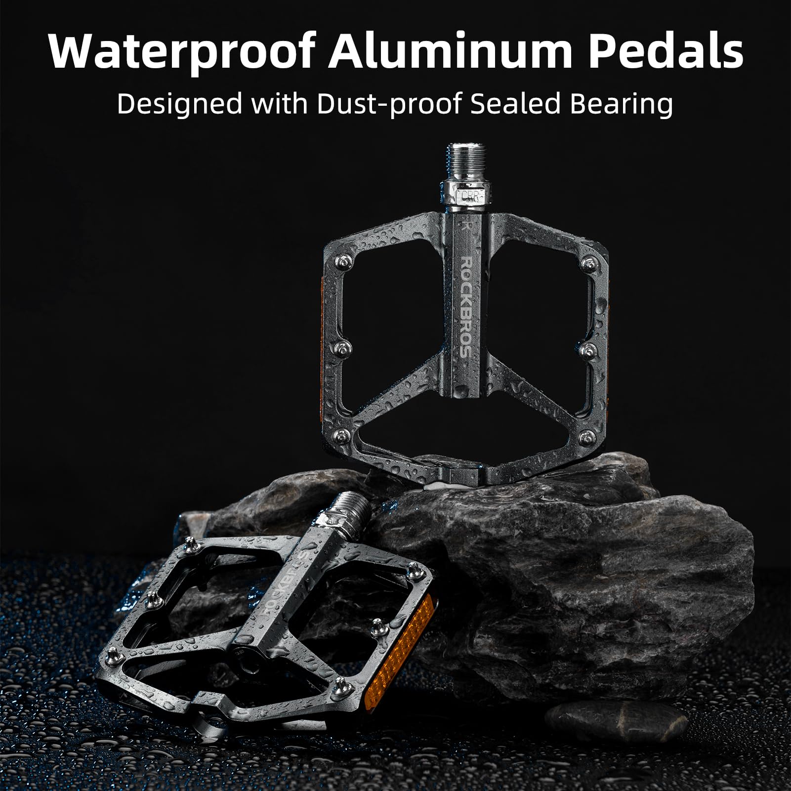 ROCKBROS MTB Reflective Aluminum Pedals 9/16" Sealed Bearing Lightweight - ROCKBROS