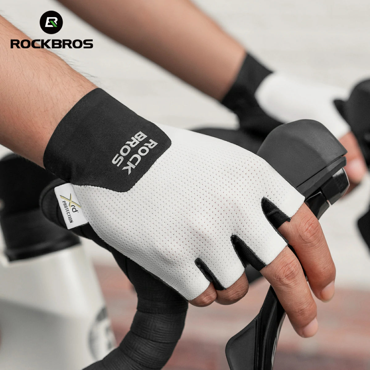 ROCKBROS S403 Minimalist Half Finger Cycling Gloves, White / M