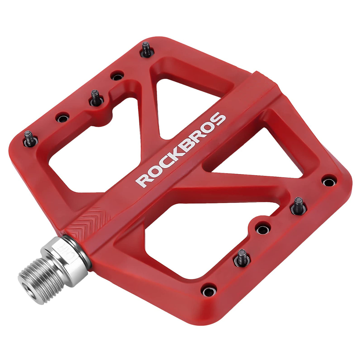 red cycling products flat pedal al ROCKBROS Mountain Bike Pedals Lightweight Nylon DU Bearing 9/16