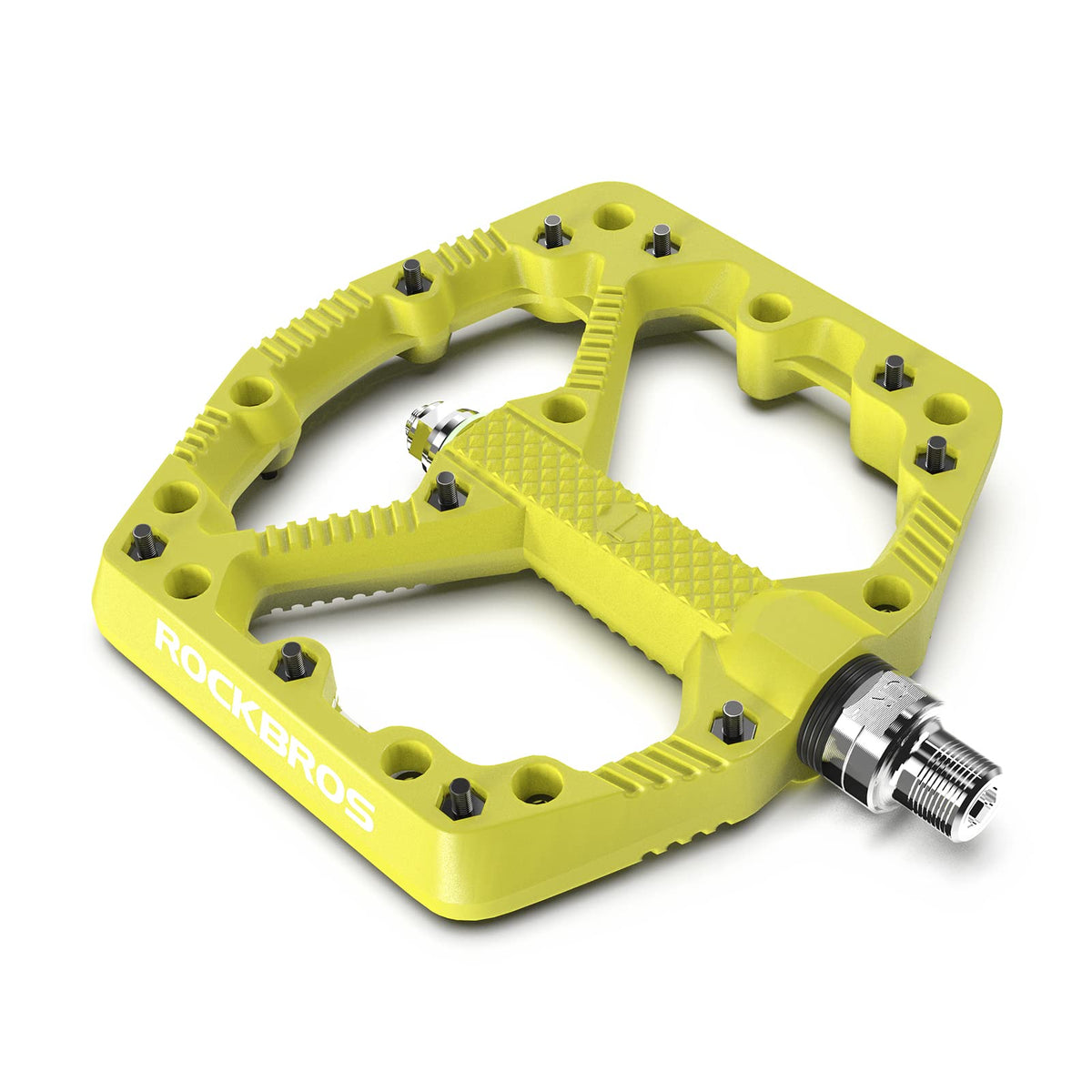 flat pedals gravel ROCKBROS Mountain Bike MTB Pedals Nylon Fiber Bicycle Platform Pedals, Green Box_38x28x18 tomaten wo aufbewahren SHENGYIG Model:BYD Qin-PLUS sided design features an