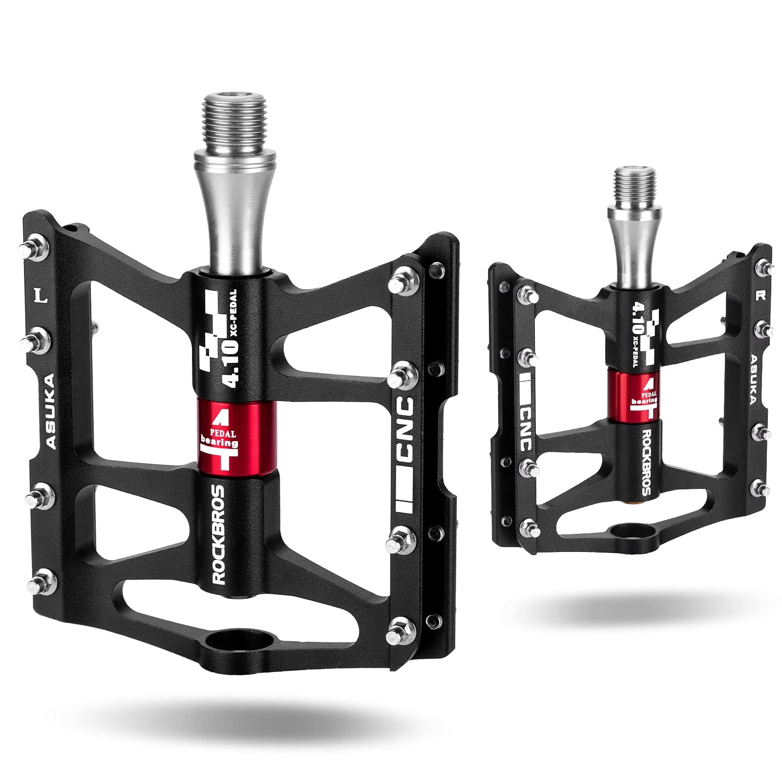 ROCKBROS 4 Bearings Mountain MTB Bike Pedals Platform Flat Aluminum Alloy 9/16"