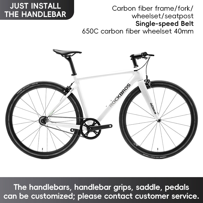 ROCKBROS T700 Carbon Fiber Aerodynamic Flat Road Bike V-brake Leisure City Bike Pink White