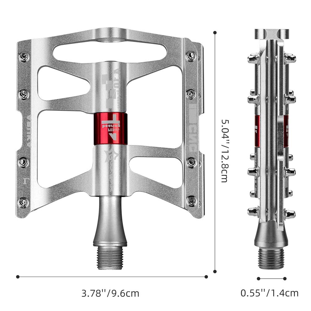 ROCKBROS 4 Bearings Mountain MTB Bike Pedals Platform Flat Aluminum Alloy 9/16" - ROCKBROS