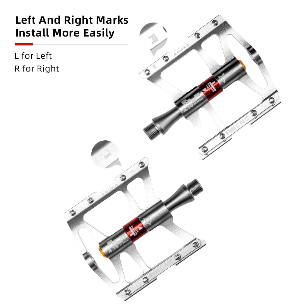ROCKBROS 4 Bearings Mountain MTB Bike Pedals Platform Flat Aluminum Alloy 9/16" - ROCKBROS
