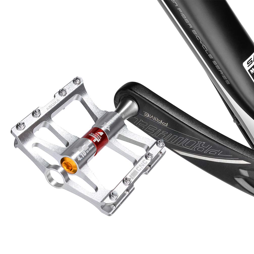 ROCKBROS 4 Bearings Mountain MTB Bike Pedals Platform Flat Aluminum Alloy 9/16" - ROCKBROS