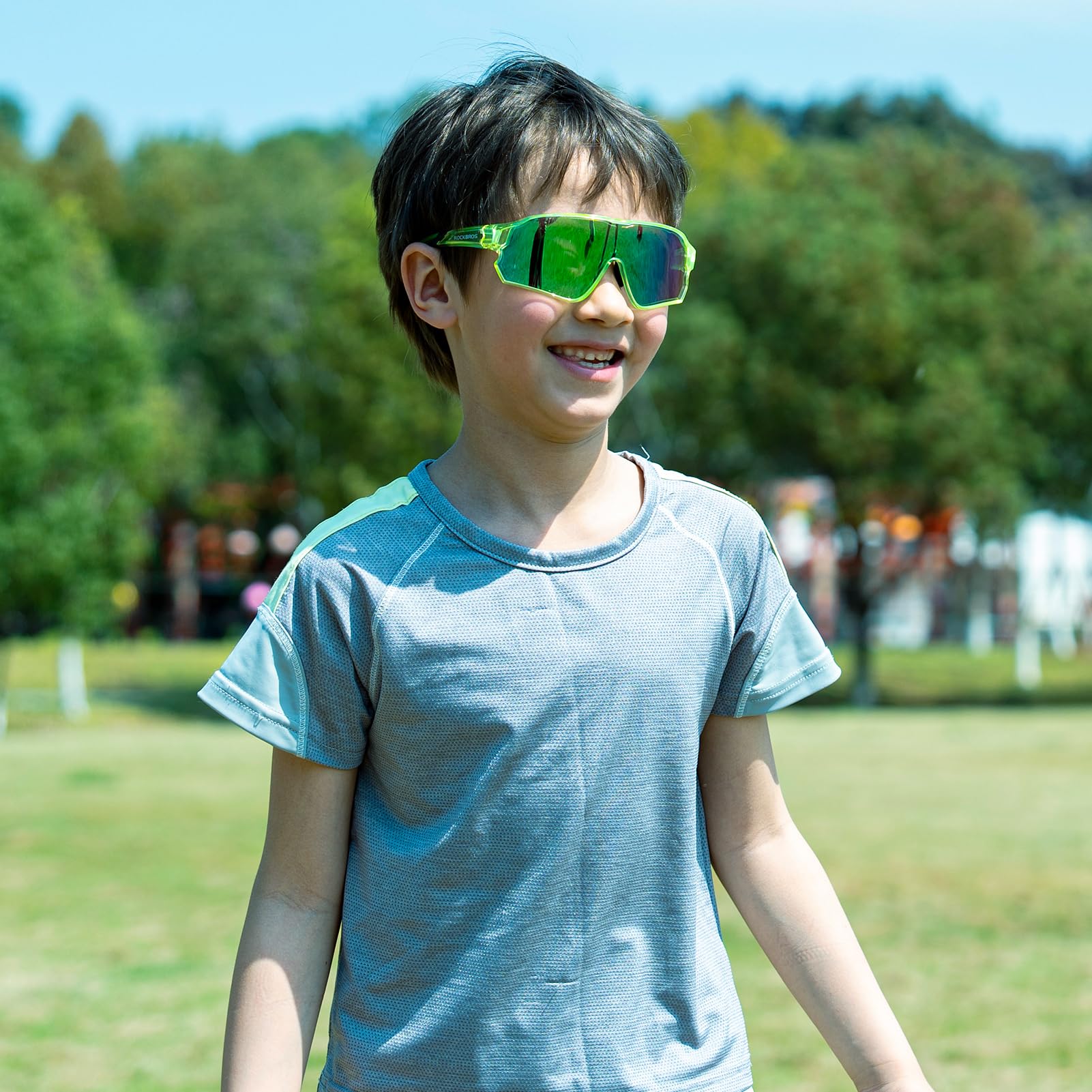 kids sports polarized sunglasses for running and biking#color_transparent-green