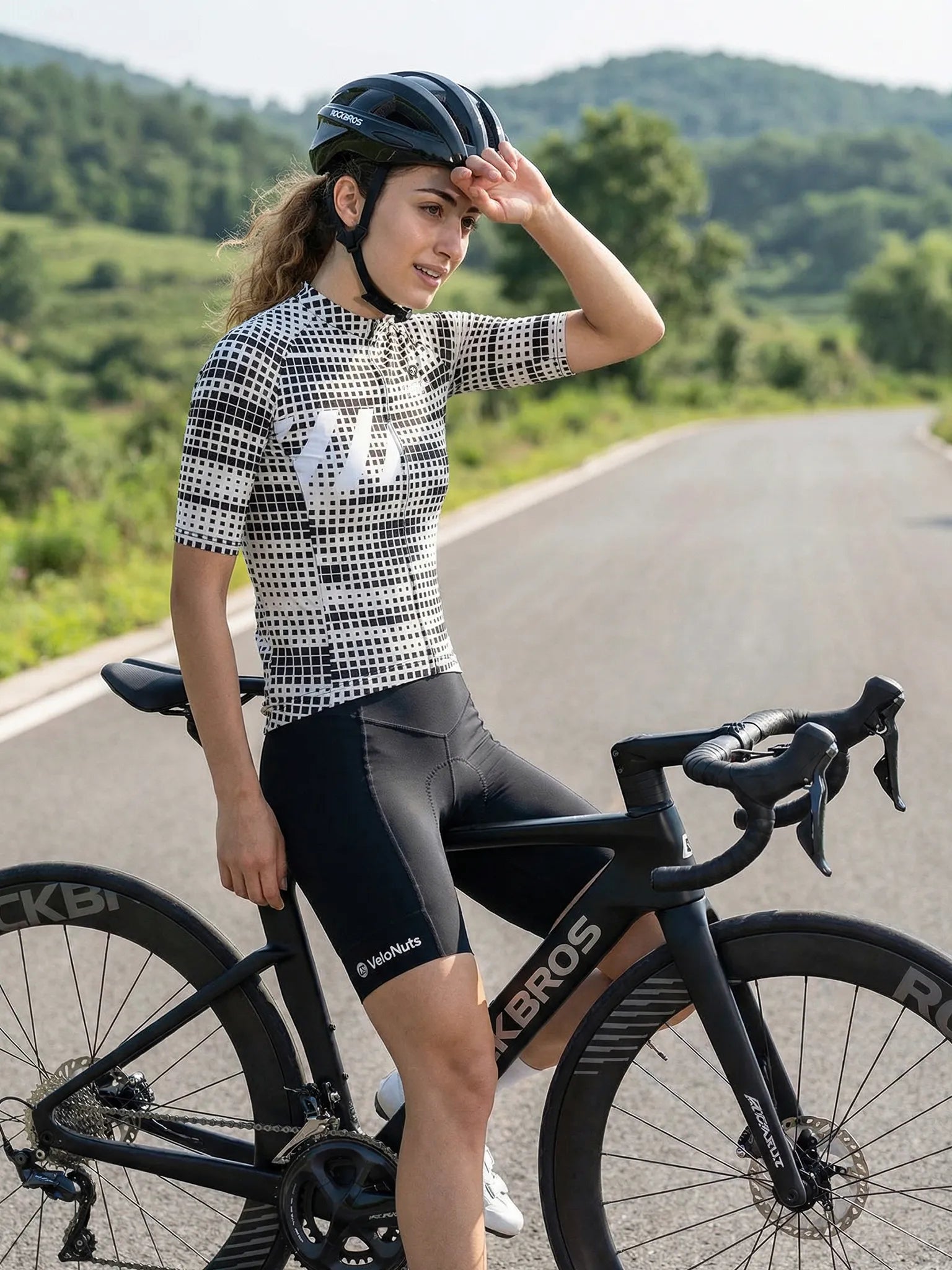 Women's Cycling Jersey Pixel Riot#Type_Mono Pixel Grid