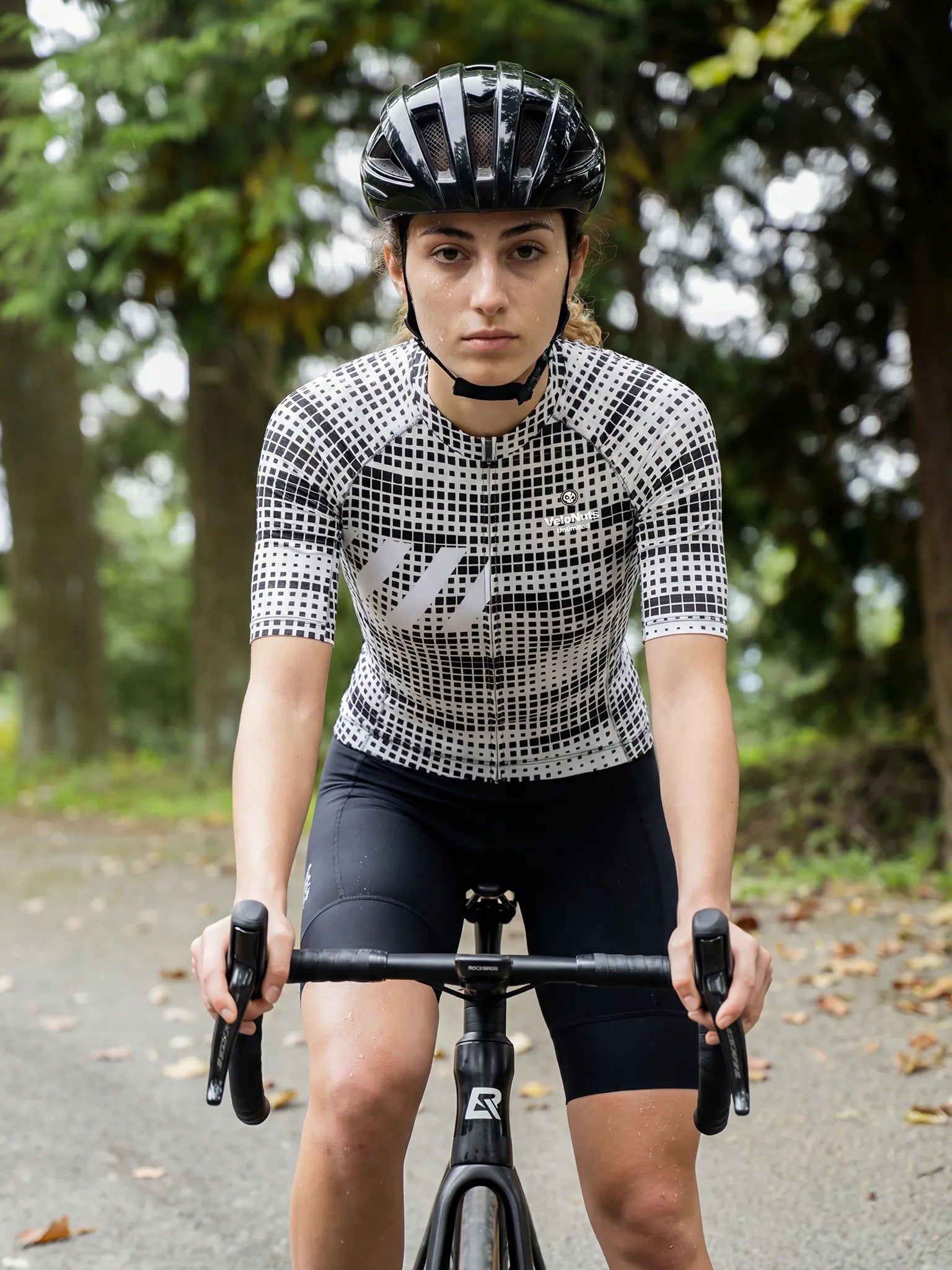 Women's Cycling Jersey Pixel Riot#Type_Mono Pixel Grid