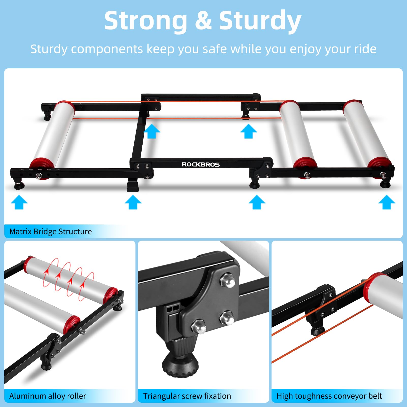 ROCKBROS Bike Rollers Adjustable Bike Trainer  Stand Foldable - ROCKBROS