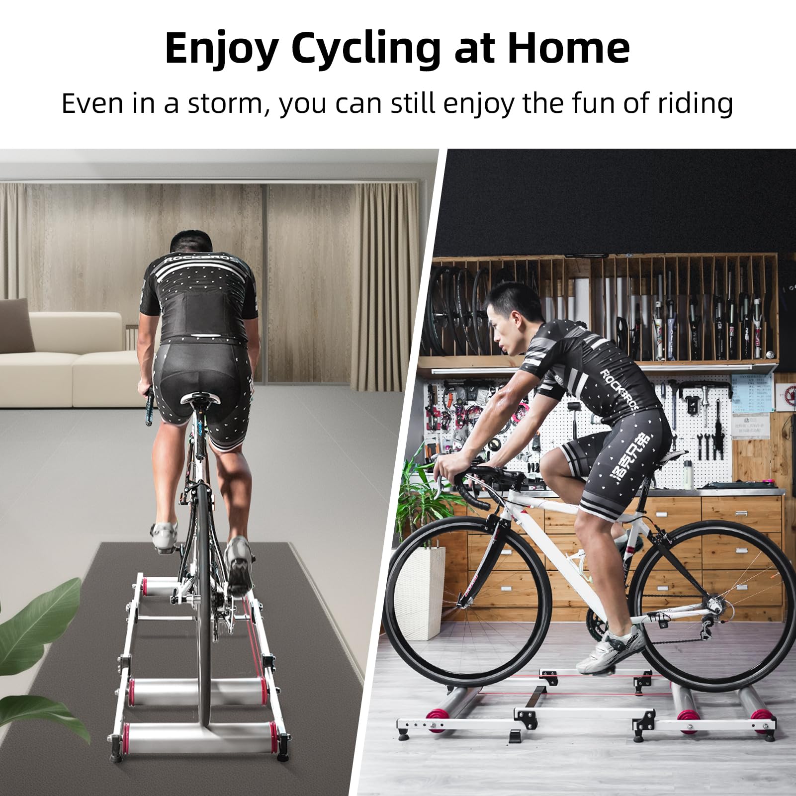 ROCKBROS Bike Rollers Adjustable Bike Trainer  Stand Foldable - ROCKBROS