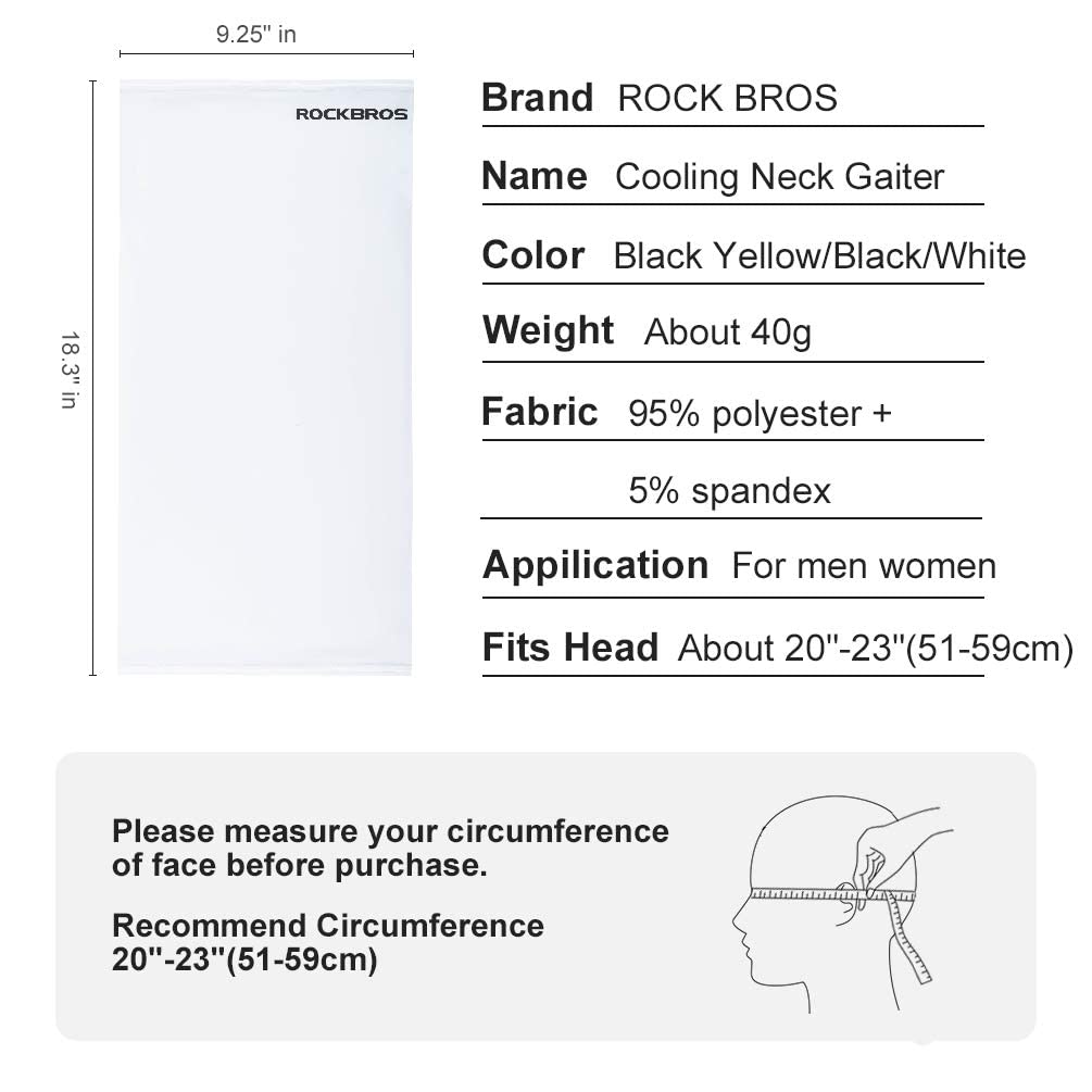 ROCKBROS Cooling Neck Gaiter Face Mask Fishing Scarf Face Cover for Men Women - ROCKBROS