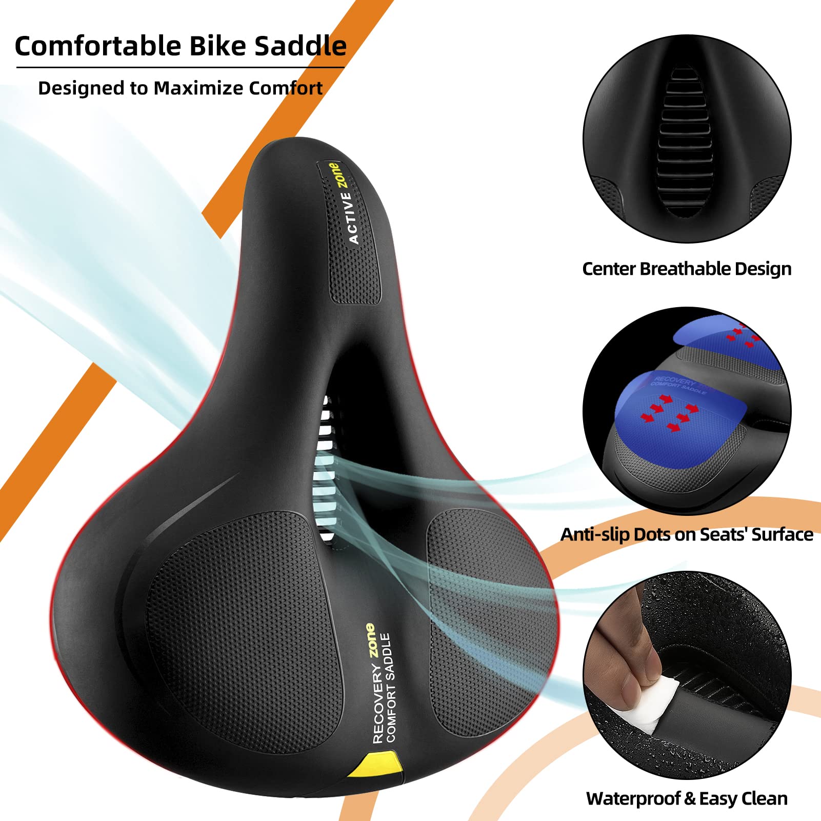 ROCKBROS Comfort Bike Saddle Soft Wide Seat for Men Women with Shock Absorption - ROCKBROS