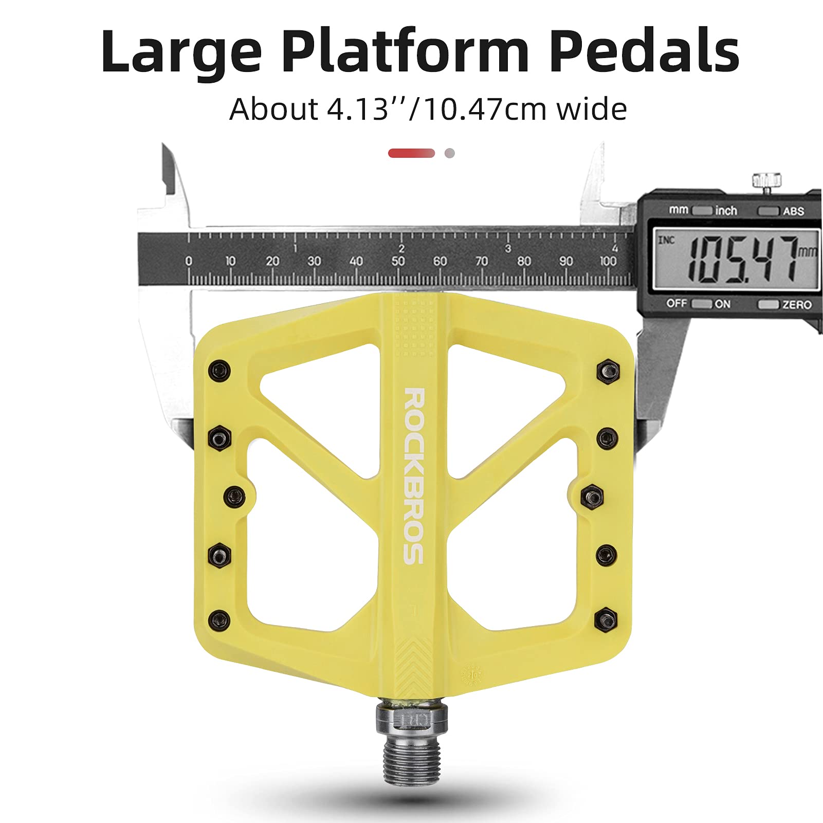 ROCKBROS Mountain Bike Pedals Lightweight Nylon DU Bearing 9/16" MTB Flat Bike Pedals - ROCKBROS