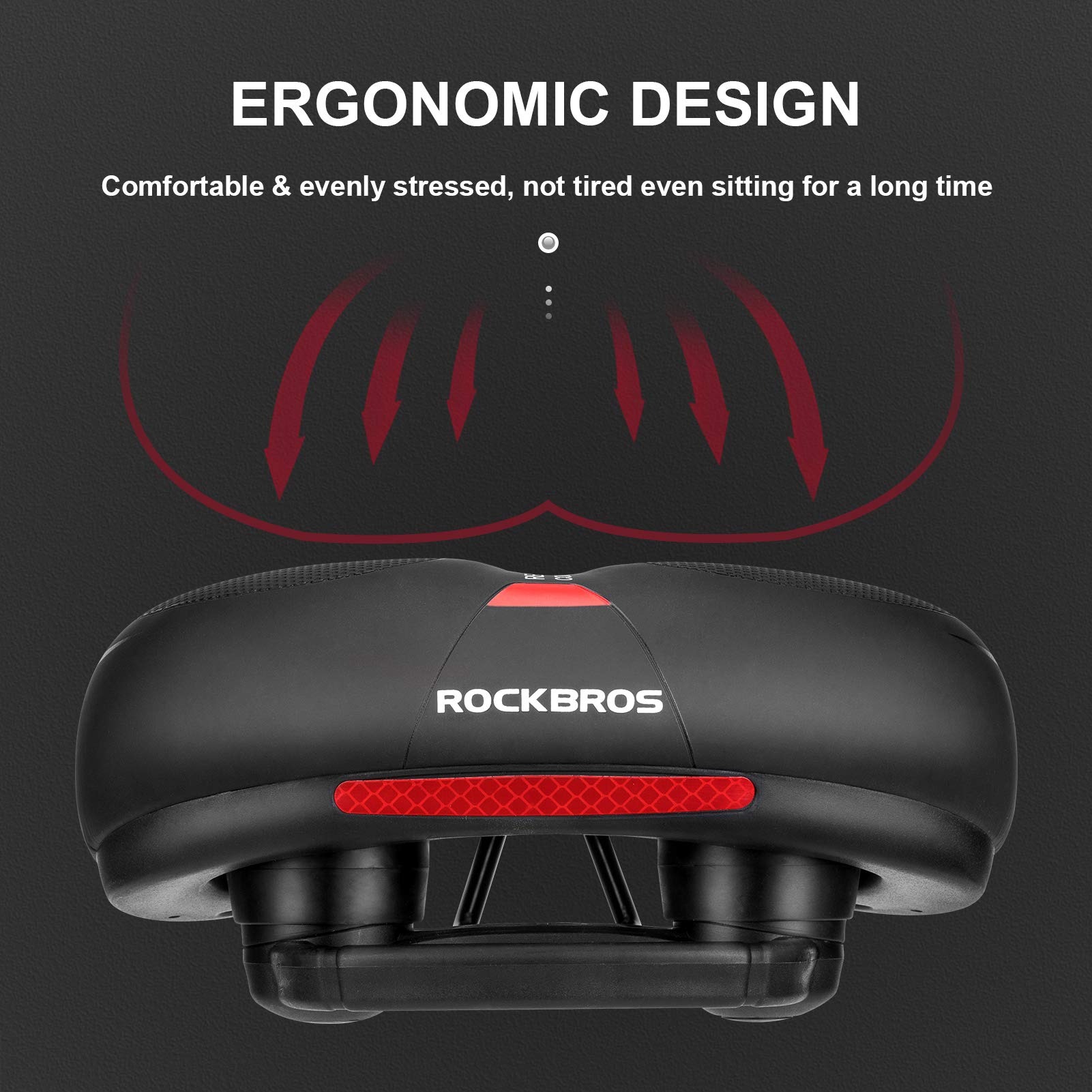 ROCKBROS Comfort Bike Saddle Soft Wide Seat for Men Women with Shock Absorption - ROCKBROS