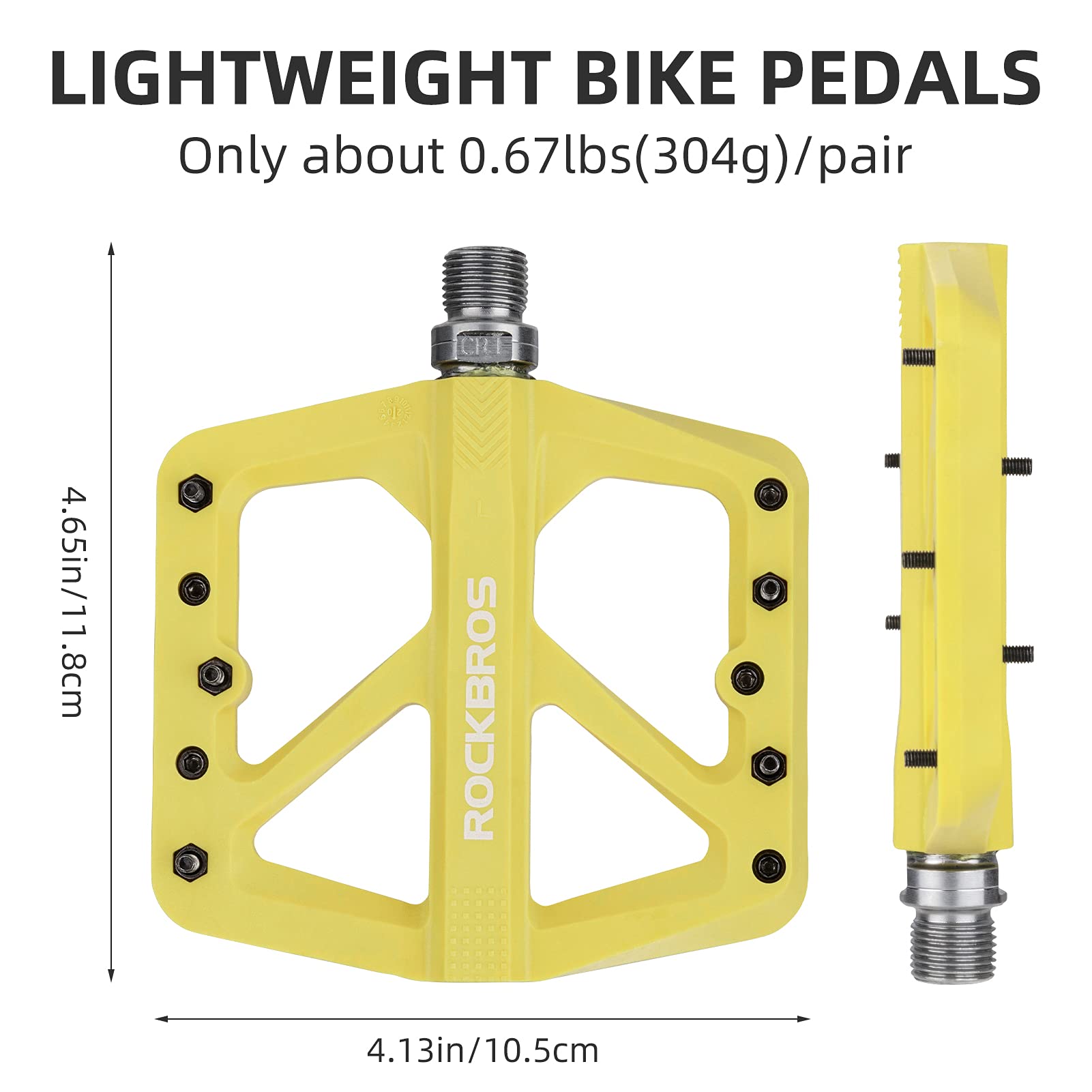 ROCKBROS Mountain Bike Pedals Lightweight Nylon DU Bearing 9/16" MTB Flat Bike Pedals - ROCKBROS