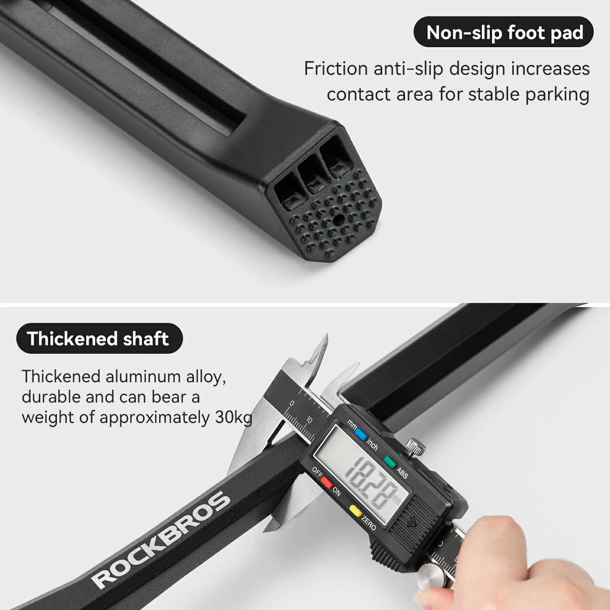 Adjustable bike kickstand with 34 to 41cm length range