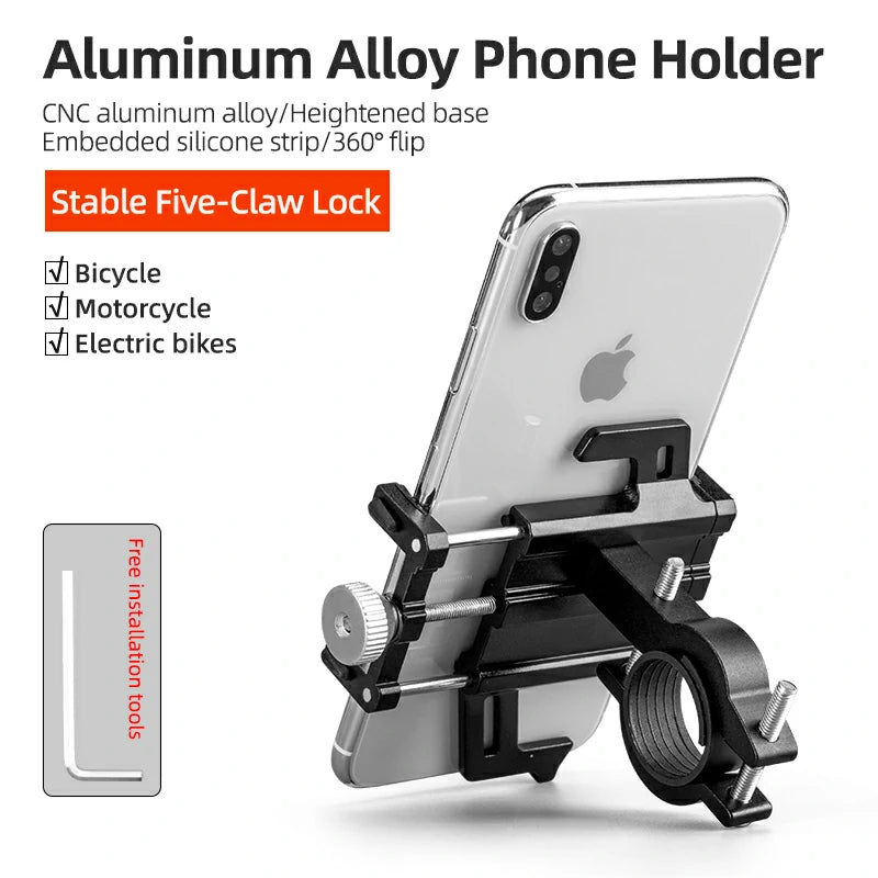Aluminum Alloy Phone Mount Fits 2.2–3.7 in Wide