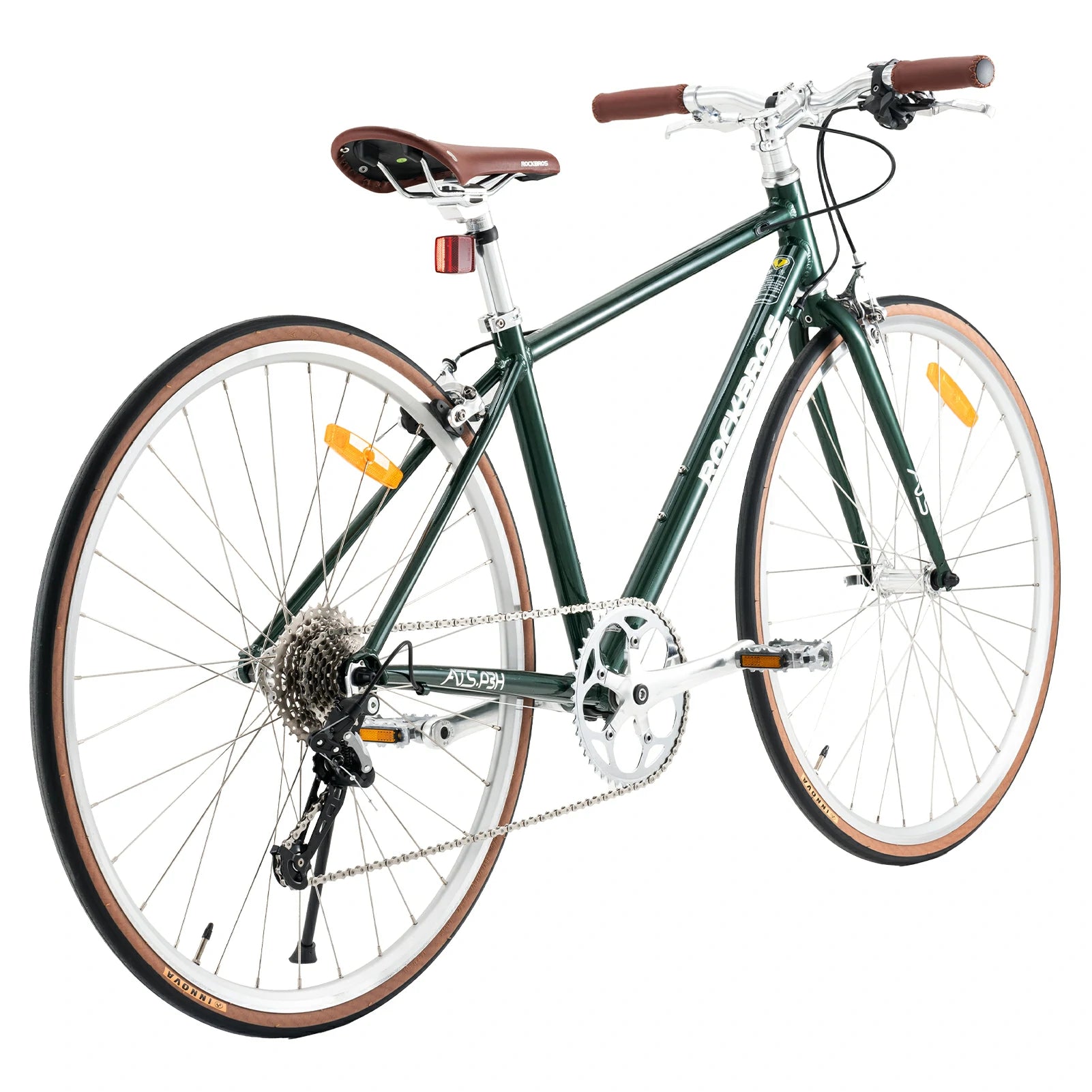 Back view of ATS Classic 700C Road Bike in green  #color_green