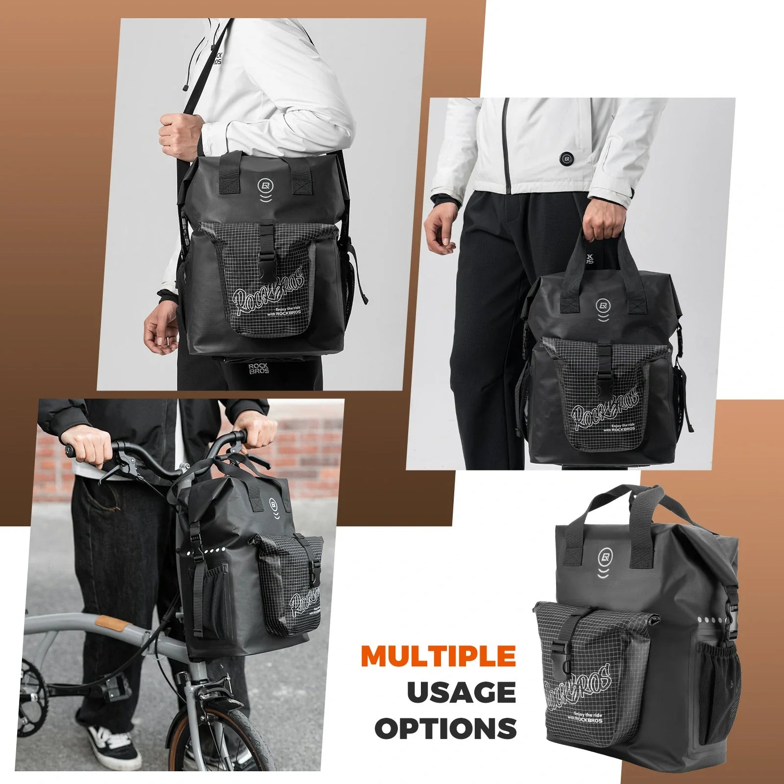 ROCKBROS bike handlebar bag for folding bike 18l