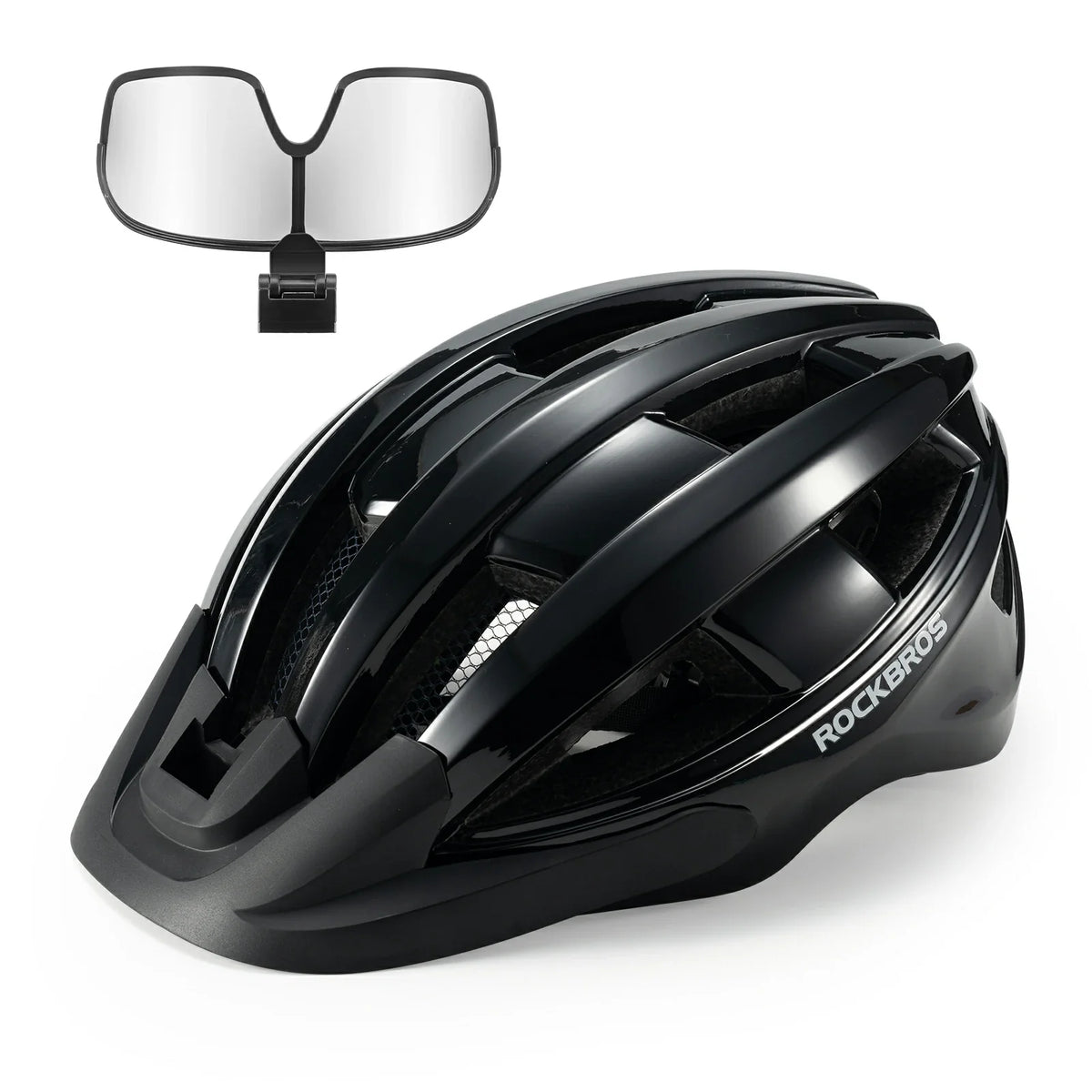 Bike Helmet with Photochromic Visor USB Rechargeable Tail Light| ROCKBROS, Black