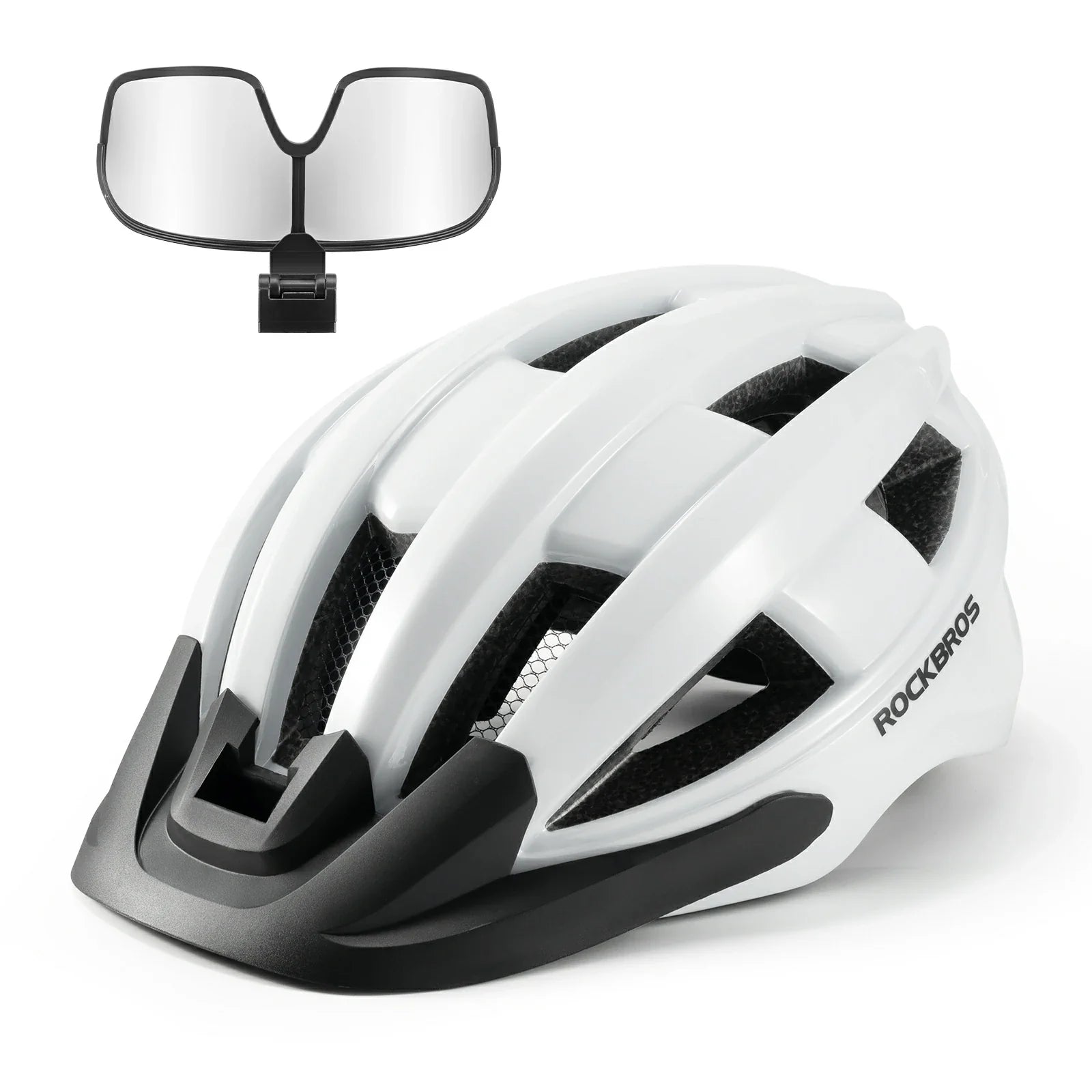 Helmet for cycling with photochromic visor and USB light#Color_White