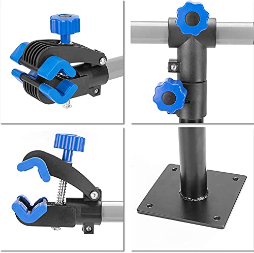 Bicycle maintenance rack with 360-degree rotating clamp