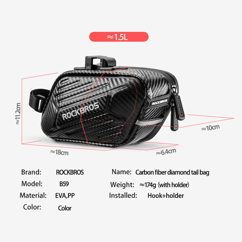 Bike Tail Bag Carbon Hard Shell 1.5L