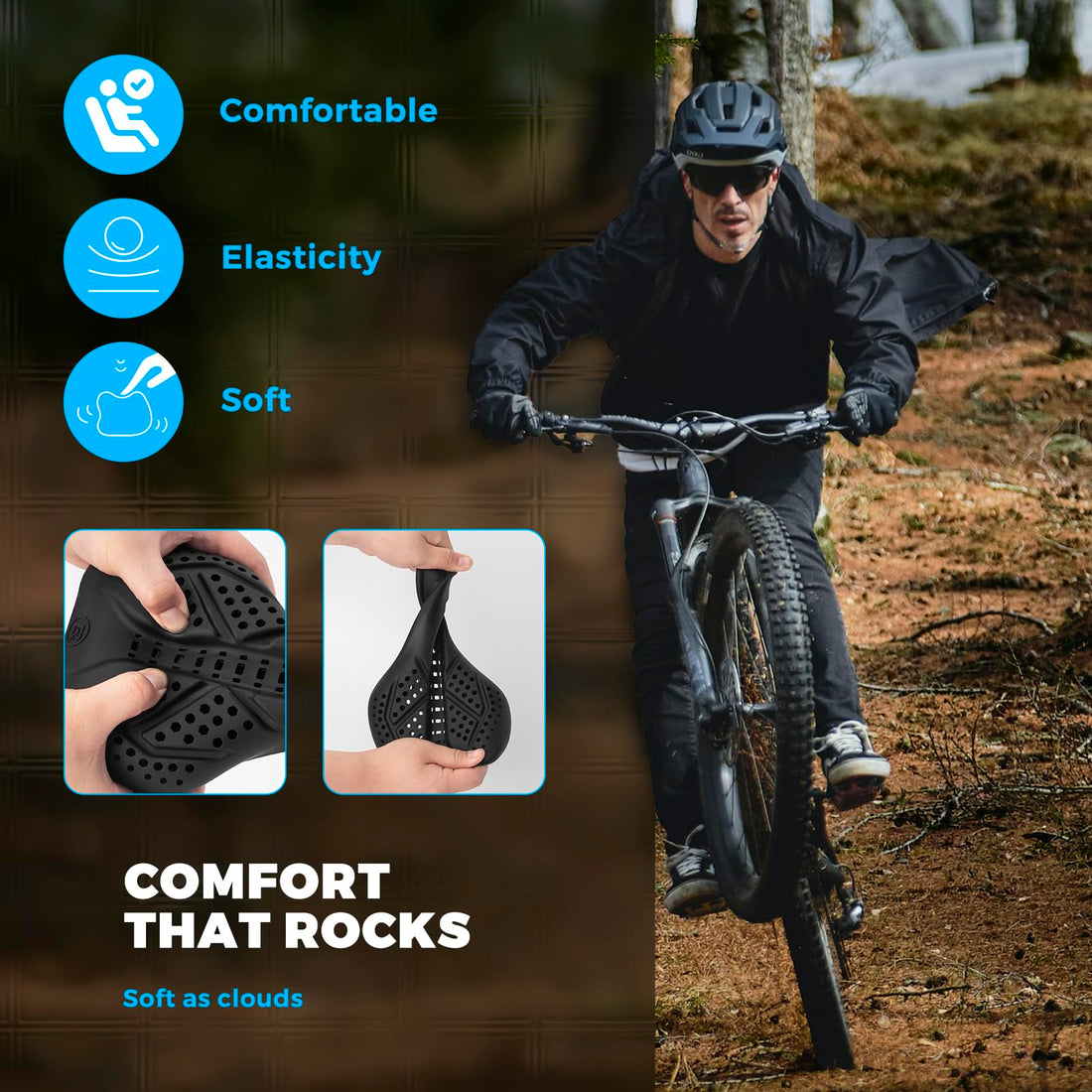 ROCKBROS Extra Soft Silicone Bike Seat Cushion – Anti-Slip, Breathable Cover