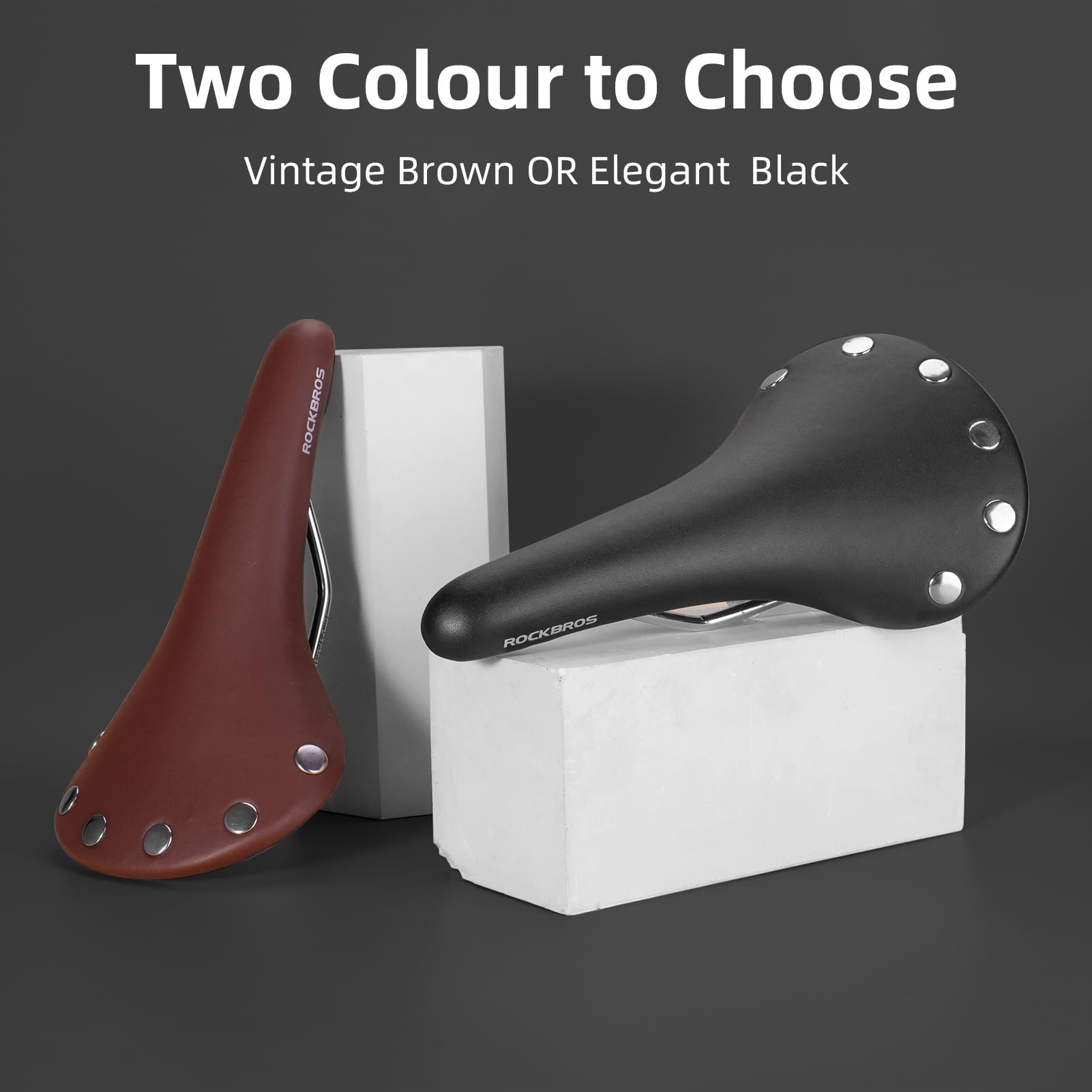 ROCKBROS Vintage Bike Seat, Waterproof Saddle, Comfortable for Men Women
