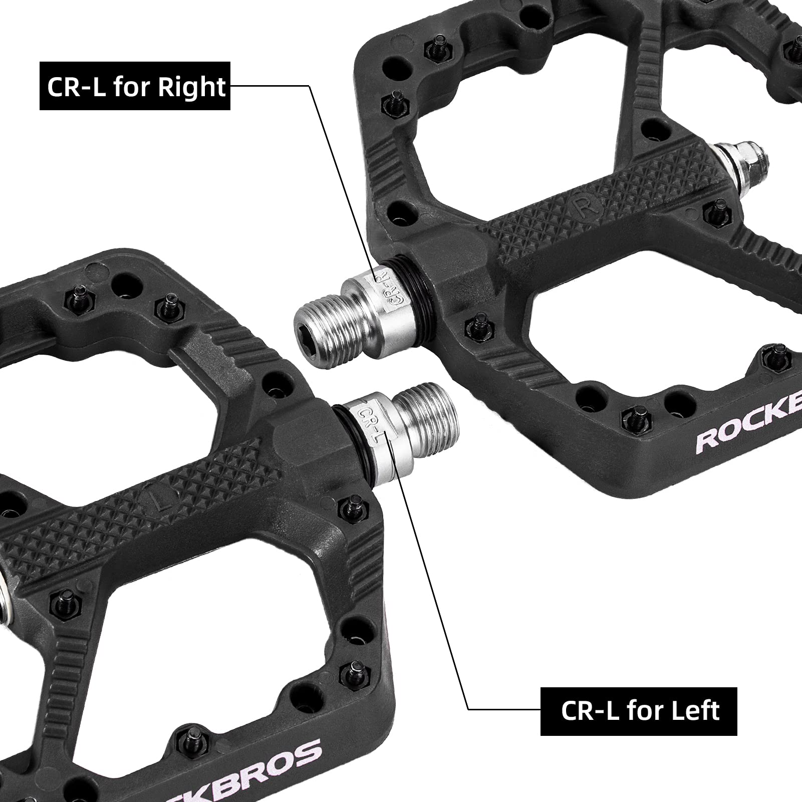 ROCKBROS Mountain Bike Pedals Flat MTB Pedals Nylon Fiber Bicycle Platform Pedals - ROCKBROS