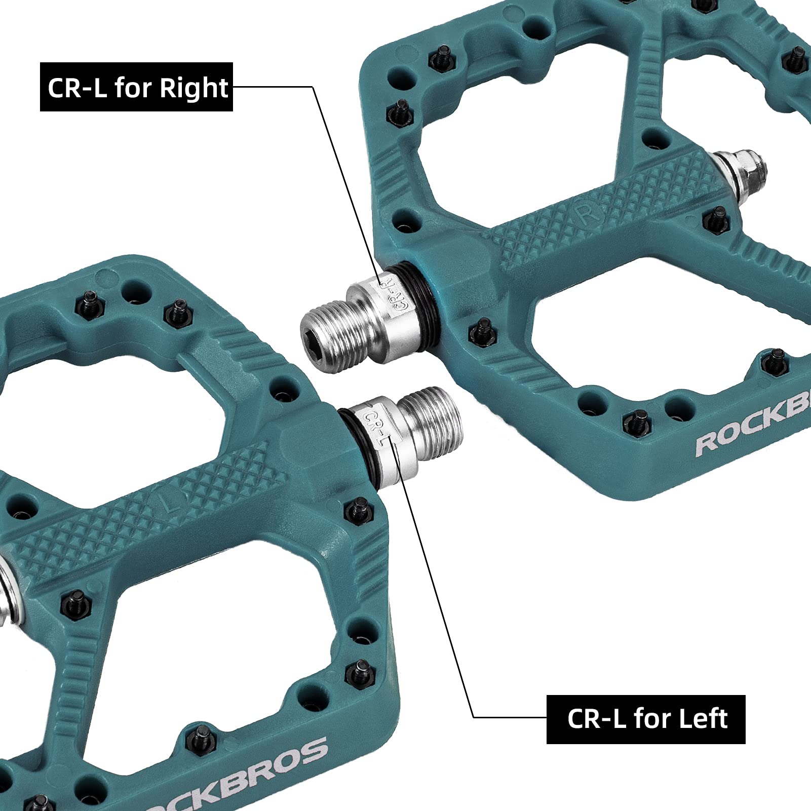 ROCKBROS Mountain Bike Pedals Flat MTB Pedals Nylon Fiber Bicycle Platform Pedals - ROCKBROS