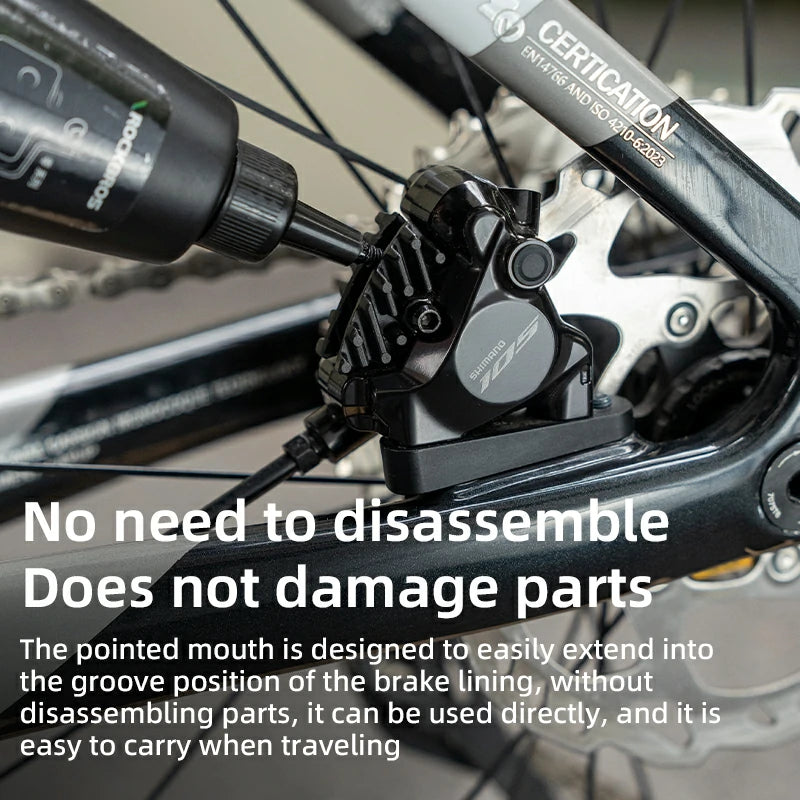 Bicycle brake mechanism with a tool and text about its features