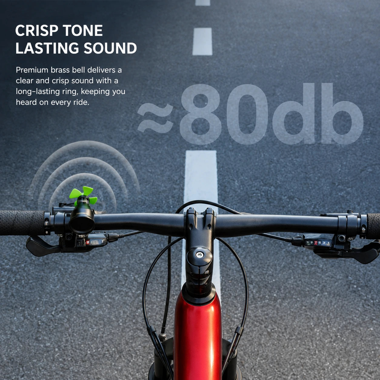 Wind‑Fan Brass Bike Bell 80dB Crisp Sound for 0.87‑1.25" Handlebar