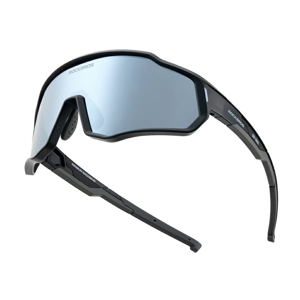 Kids bike sunglasses for wind and dust protection #color_Black / Polarized Silver