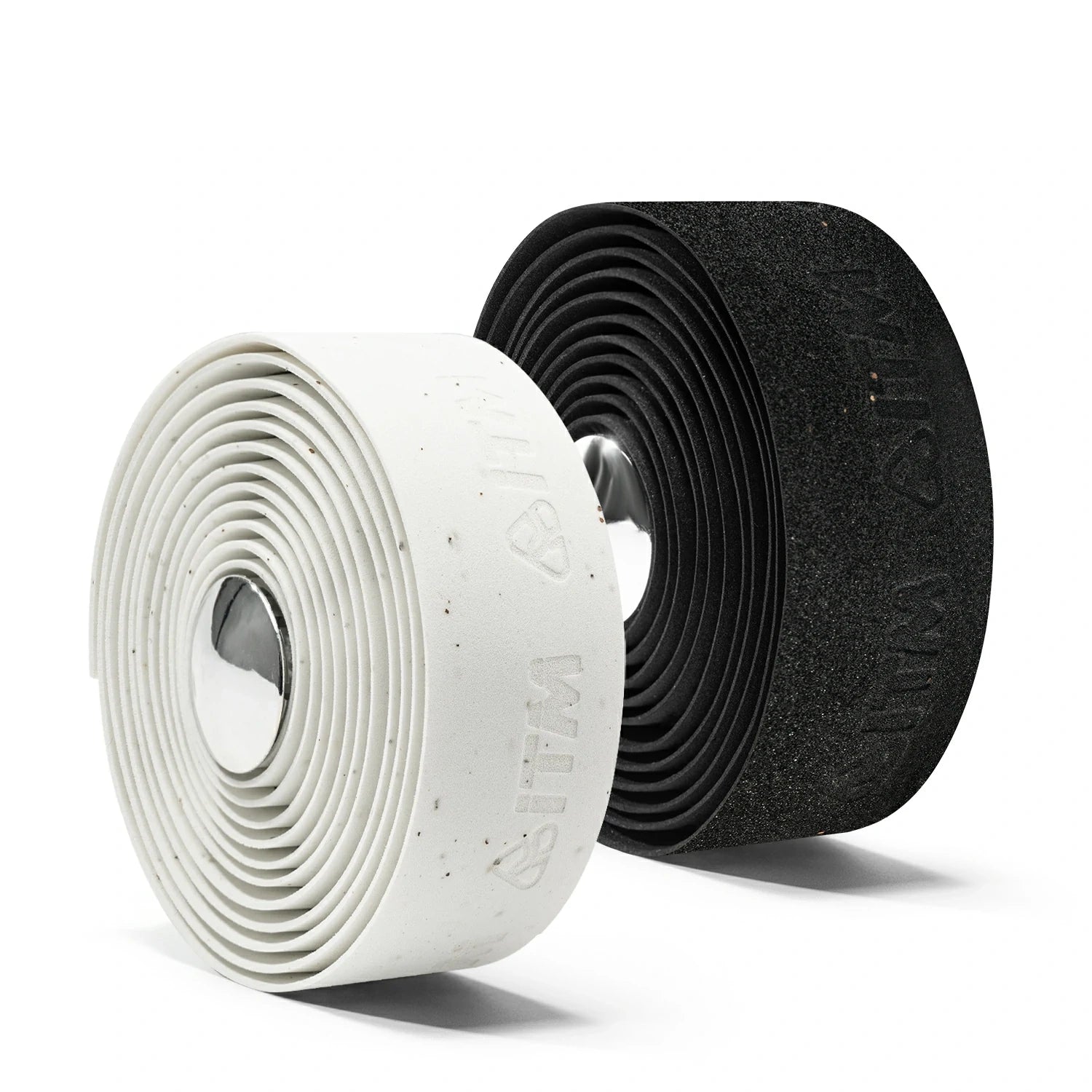 Black cork-EVA road bike handlebar tape with a 3D embossed surface. #Color_Black+White(4 Rolls)