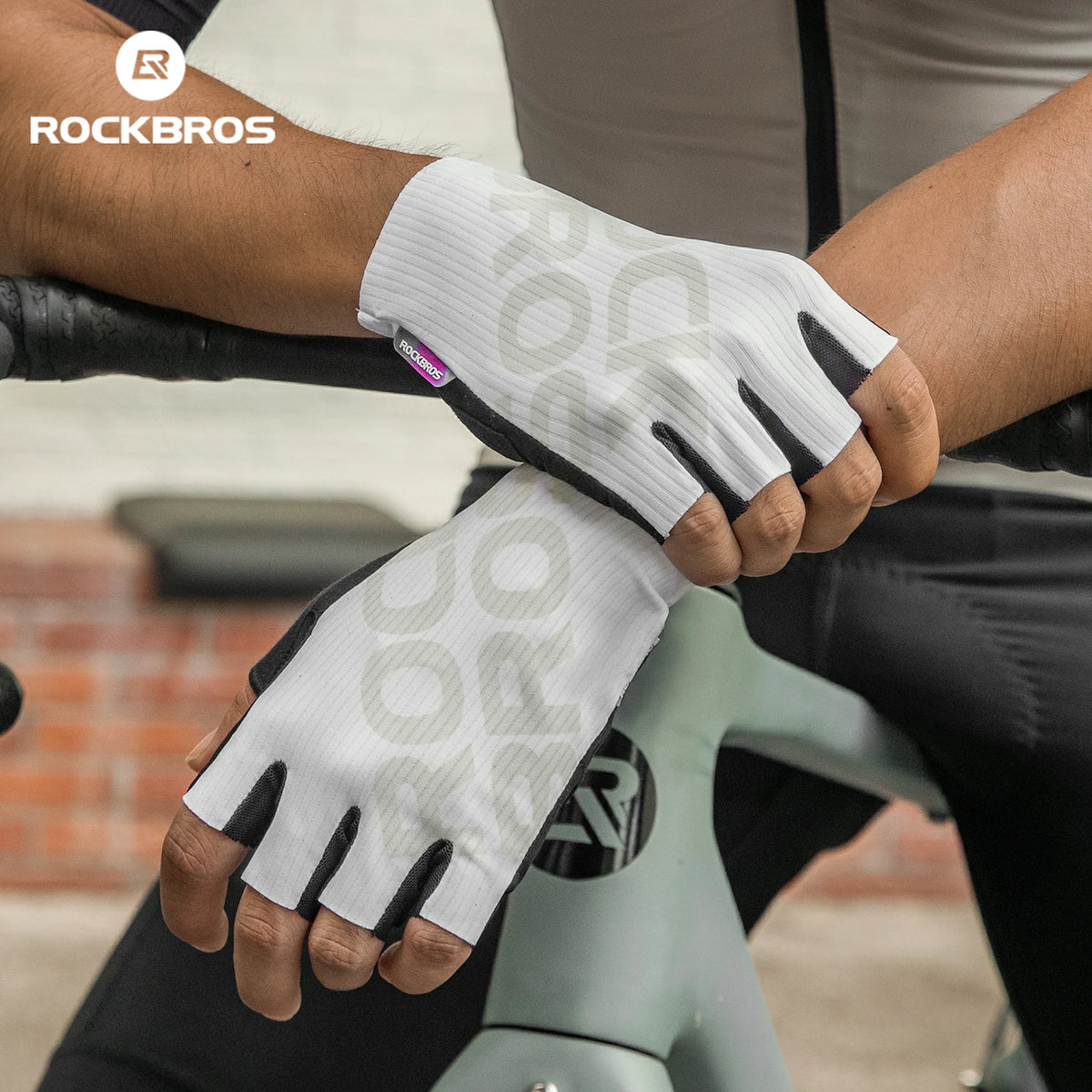 Cycling Half-Finger Gloves 3D-Pinted Palm Pad MTB Road-ROCKBROS, Black / L