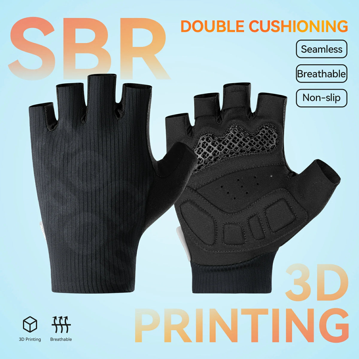 Cycling Half-Finger Gloves 3D-Pinted Palm Pad MTB Road-ROCKBROS