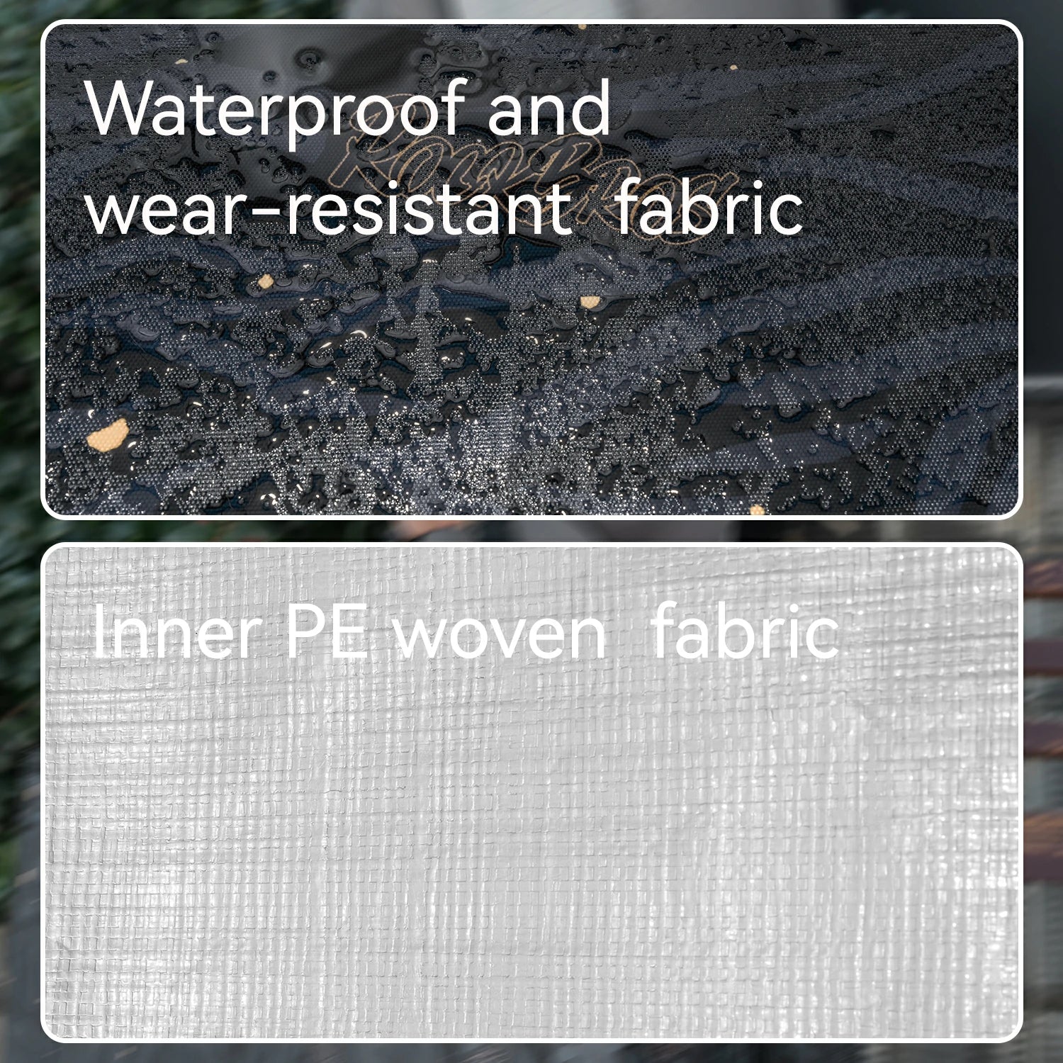 Comparison of waterproof and wear-resistant fabric with inner PE woven fabric.