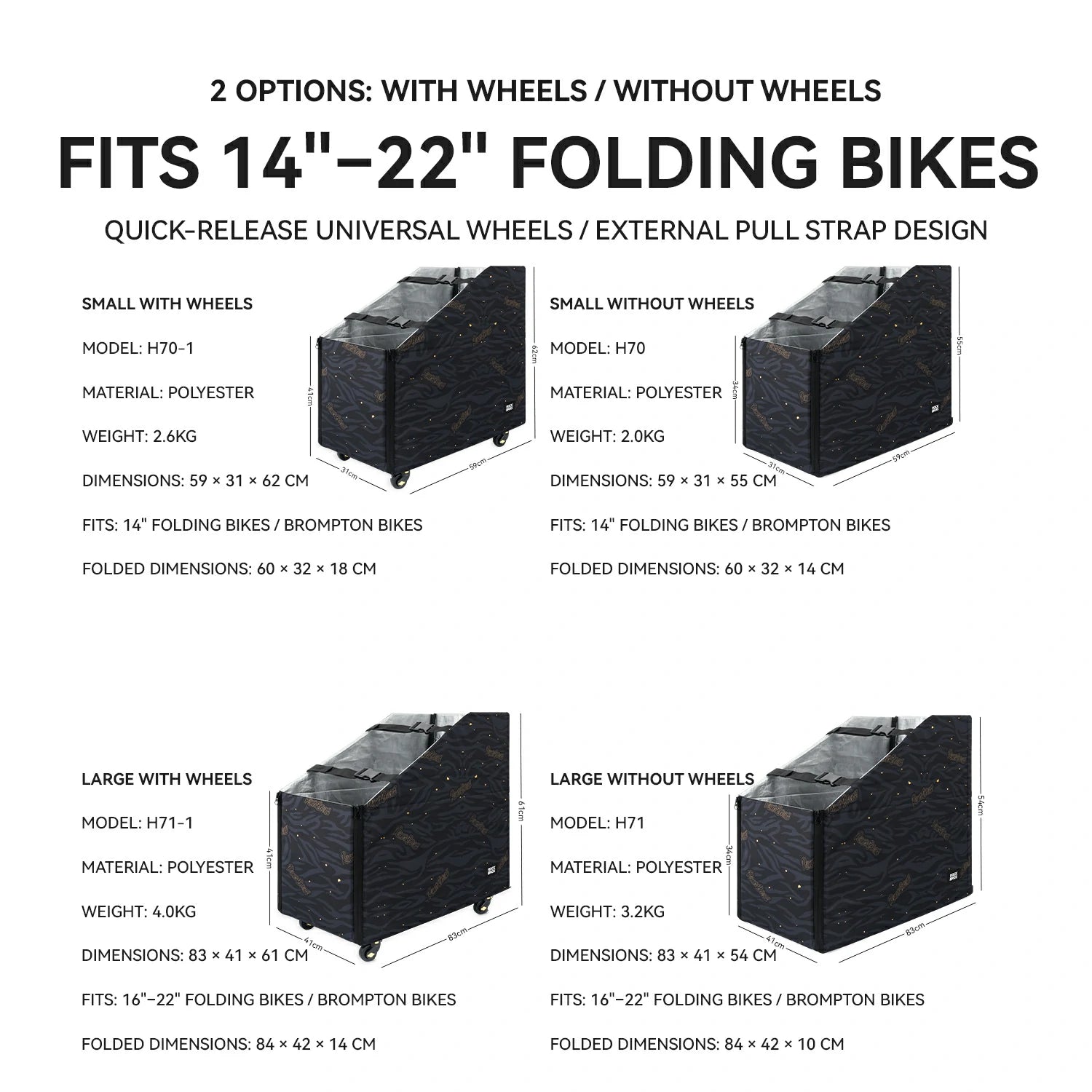 Folding Bike  Travel Case Fits 14"-22" Folding Bikes